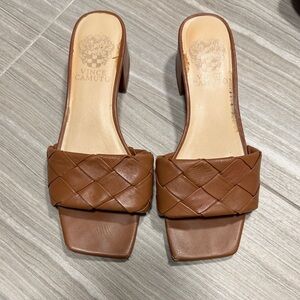 Vince Camuto Women's Tan Woven Heeled Slides